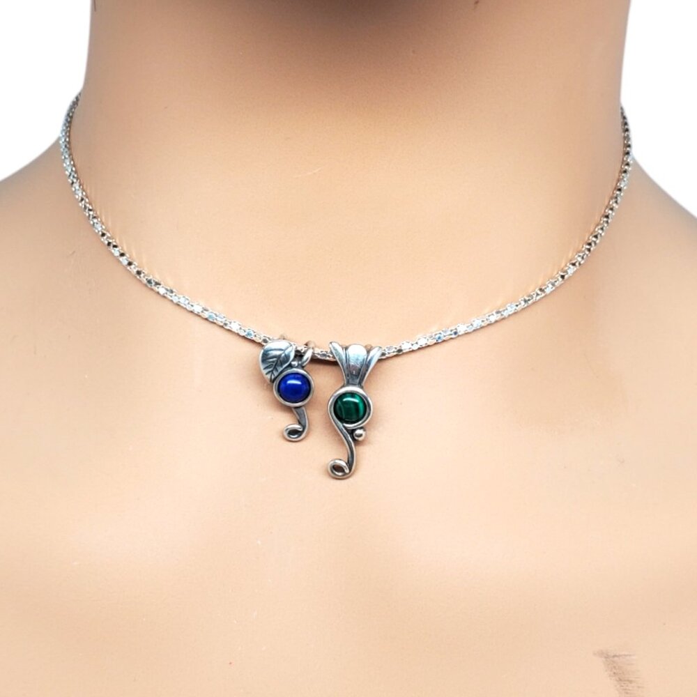 Set Of 2 Carolyn Pollack Sterling Silver Lapis Lazuli/Malachite Pendants #19695 - Picture 9 of 9
